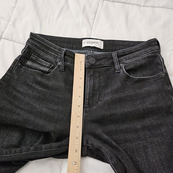 Evereve Jeans Womens 29 Black The Ever Straight High Rise Raw Hem Stretch Boho - Picture 7 of 8